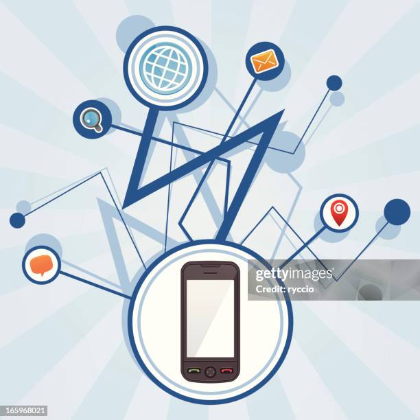 crazy phone graphic - multitasking phone stock illustrations
