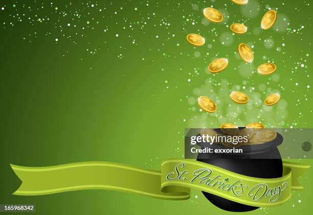 pot of gold background - pot of gold stock illustrations