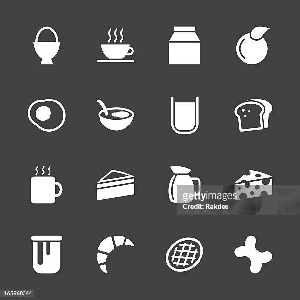 breakfast icons - white series | eps10 - marmalade stock illustrations