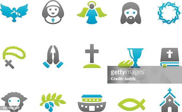 stampico icons - christianity - nun isolated stock illustrations