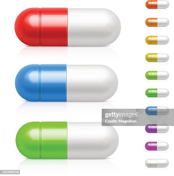 pills - red capsule stock illustrations