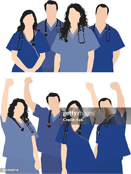 image of medical professionals - group health workers white background stock illustrations