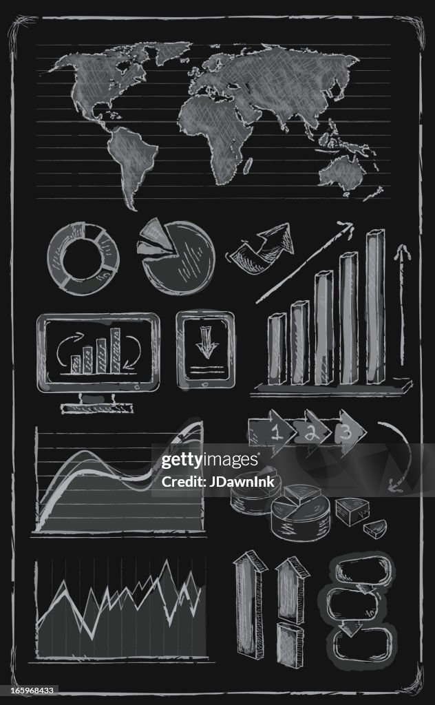 Set di infografica elementi chalkboard o lavagna design