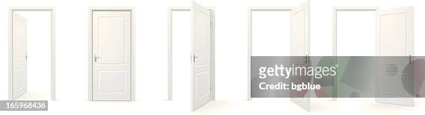 open and closed doors - plain background stock illustrations