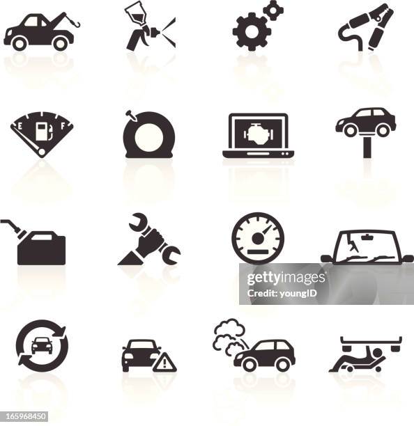 car breakdown & repair icons - windscreen stock illustrations