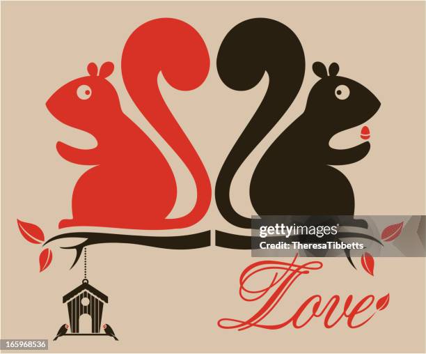 valentine squirrels - squirrel stock illustrations