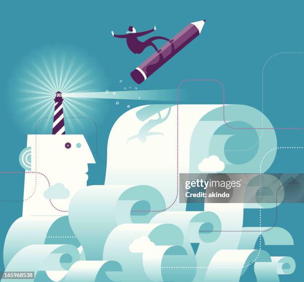 paper work - lighthouse abstract stock illustrations