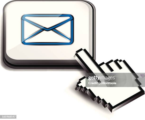 computer key | email with hand cursor - pressing send stock illustrations