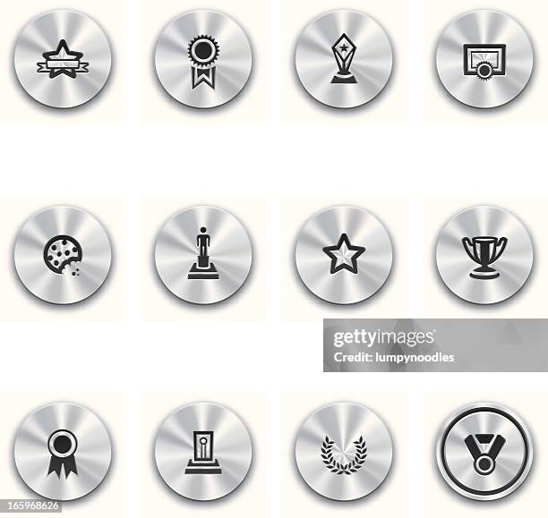 steel awards and prizes buttons - glass trophy stock illustrations