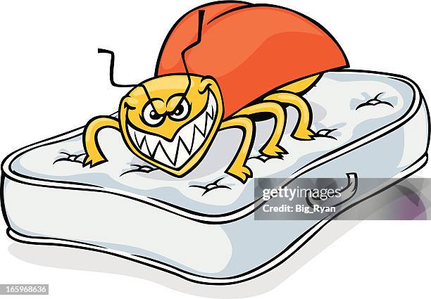 bed on bug - mattress stock illustrations