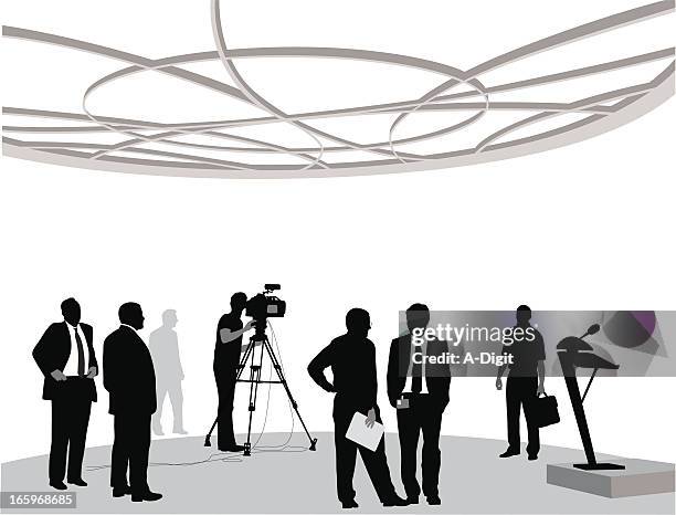 tele conferencing vector silhouette - camera lights background stock illustrations