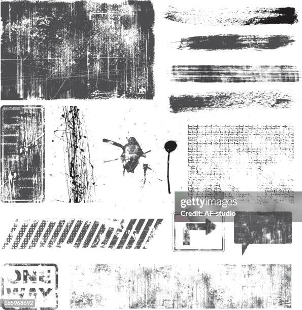set of grunge elements - halftone grunge pattern stock illustrations