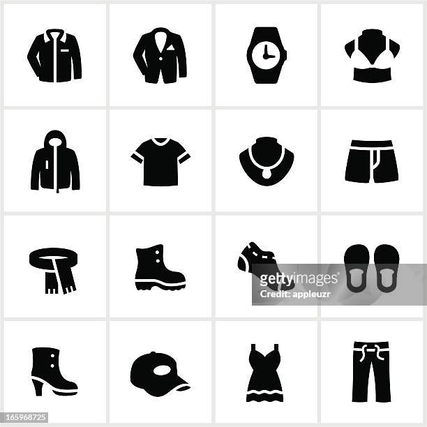 black and white department store clothing icons - shirt stock illustrations