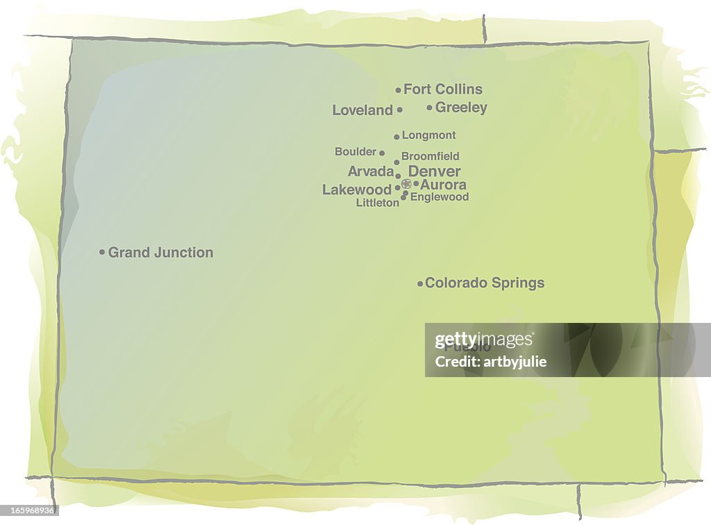 Colorado Map - Watercolor Style