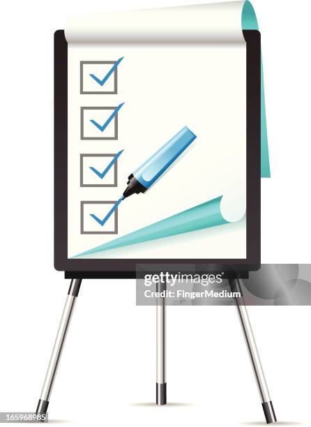 flipchart with checklist - checkbox stock illustrations