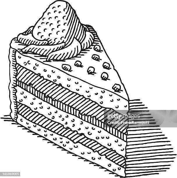 stockillustraties, clipart, cartoons en iconen met piece of cake drawing - cartoon desserts