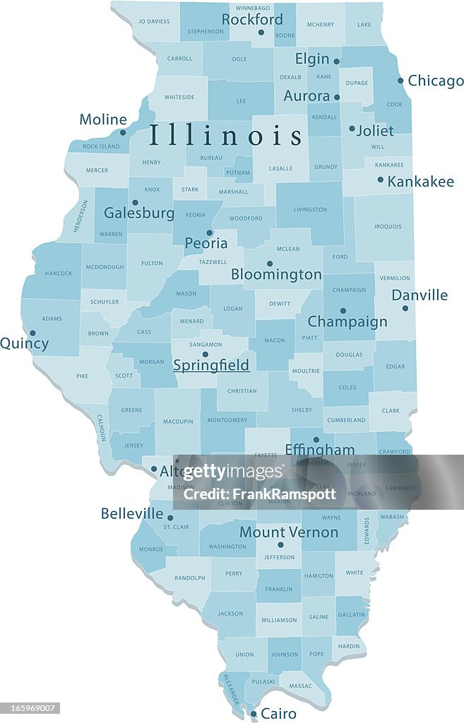 Illinois Vector Map Regions Isolated