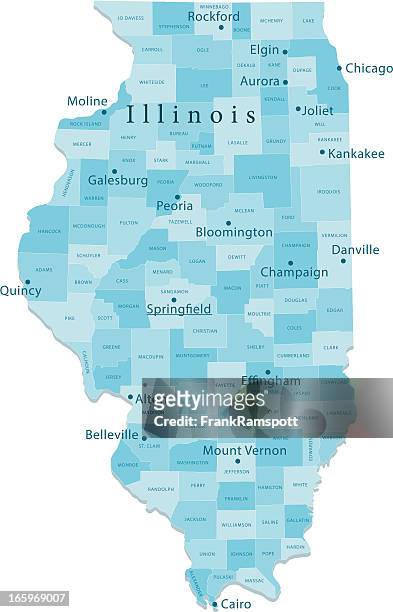 illinois vector map regions isolated - chicago illinois 幅插畫檔、美工圖案、卡通及圖標
