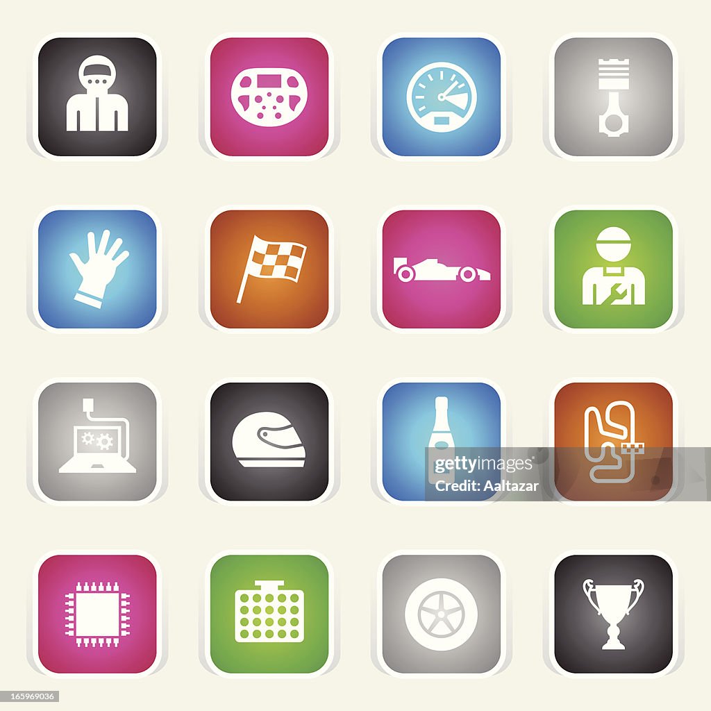 Multicolor Icons - open-wheel single-seater racing car