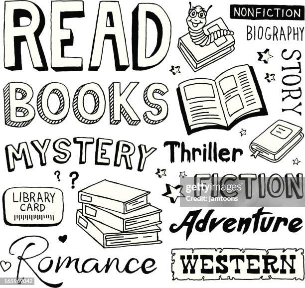 book doodles - romance book covers stock illustrations