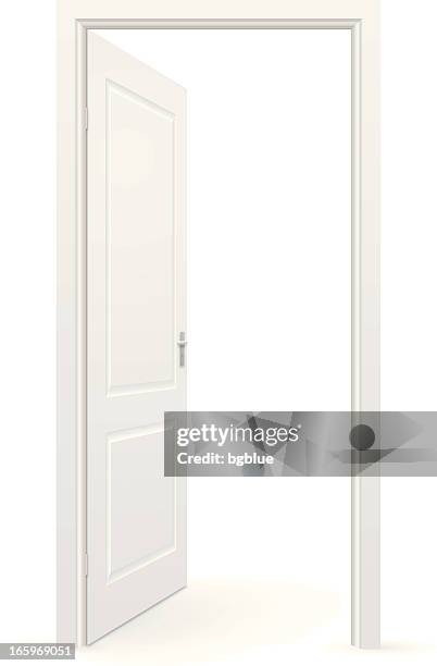 white open door against a white background - front door stock illustrations