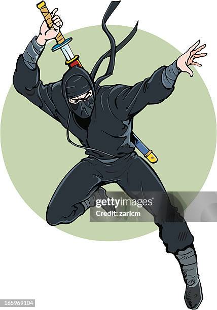 ninja - asiatischer kampfsport stock-grafiken, -clipart, -cartoons und -symbole