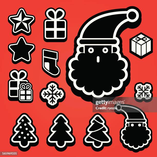 christmas outline elements - christmas gnome stock illustrations
