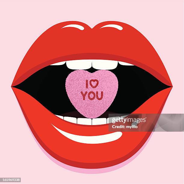 valentine love sexy lips cool pop candy mouth illustration vector - love heart sweets stock illustrations