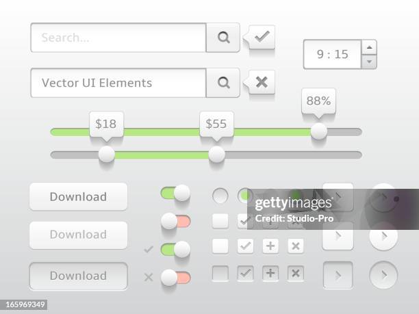 modern collection of minimal white web elements - search bar stock illustrations