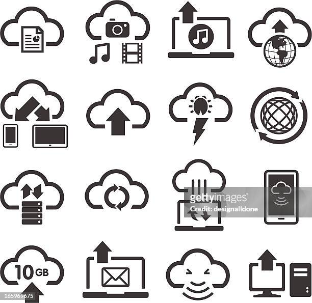 ilustrações de stock, clip art, desenhos animados e ícones de ícones de computação em nuvem & - partilha de ficheiros