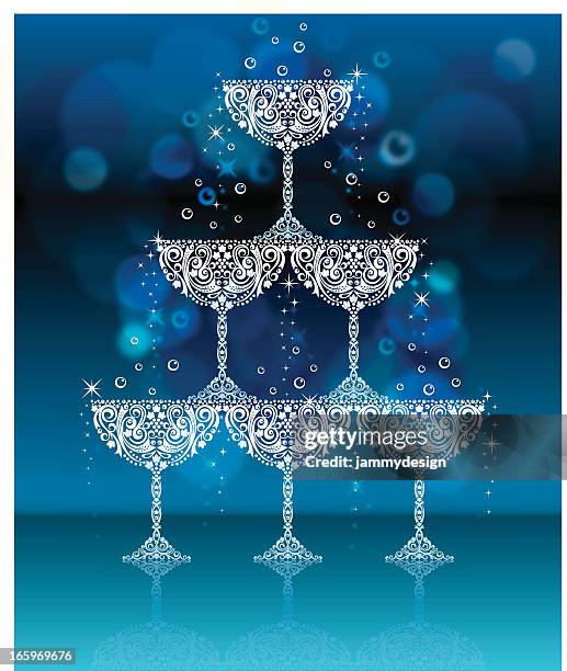 stockillustraties, clipart, cartoons en iconen met champagne fountain - champagne fountain