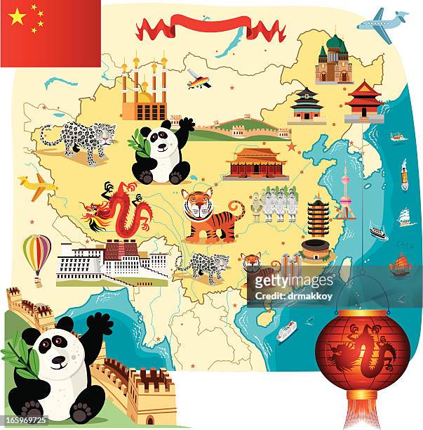 cartoon map of china - wuhan 幅插畫檔、美工圖案、卡通及圖標