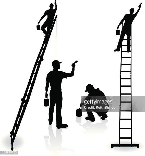 painters - home improvement, repairman, painting - ladder stock illustrations
