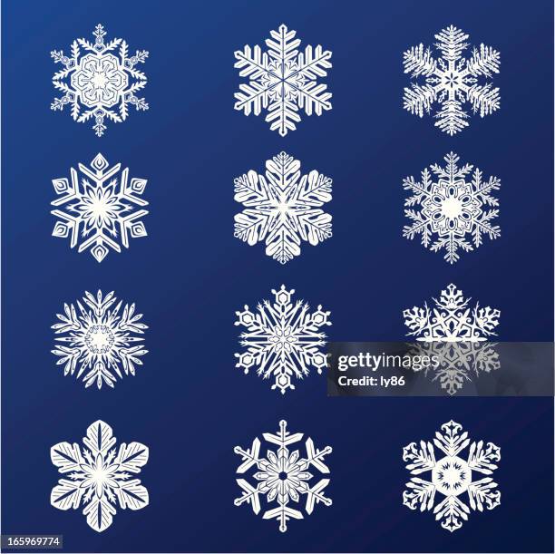 snow flakes - multiple reflections stock illustrations
