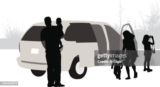 pack up the family - mini van stock illustrations