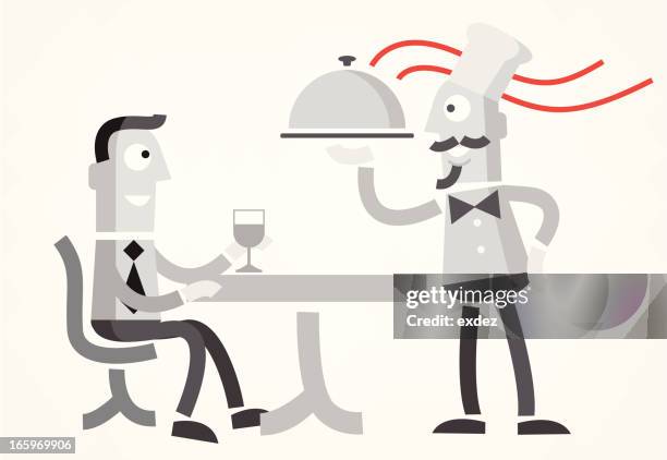 serving foods. - chef serving customer stock illustrations
