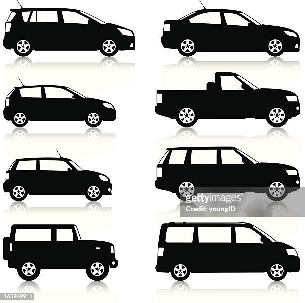 car silhouettes set - 另類能源交通工具 幅插畫檔、美工圖案、卡通及圖標