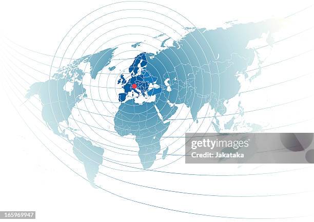 world map with european union in centre. - central world stock illustrations