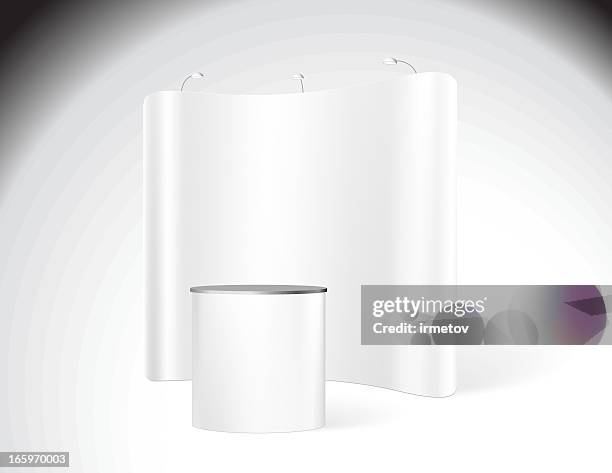 stockillustraties, clipart, cartoons en iconen met exhibition stand template - roll up