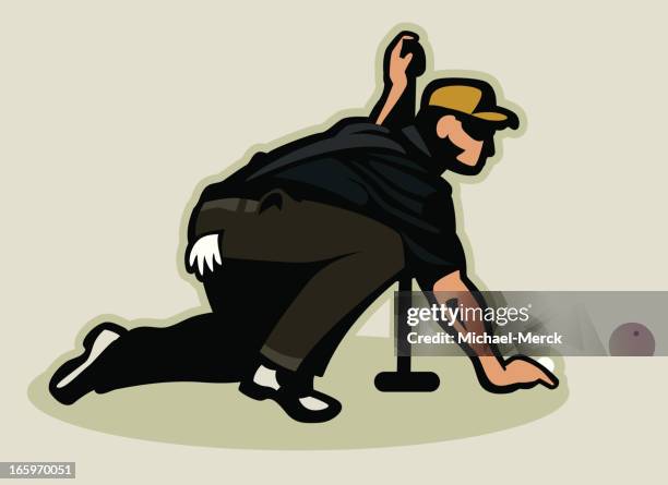 lining up a putt - putting gloves on stock illustrations