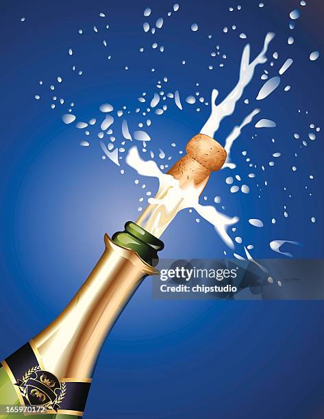 champagner-pop - schaumwein stock-grafiken, -clipart, -cartoons und -symbole