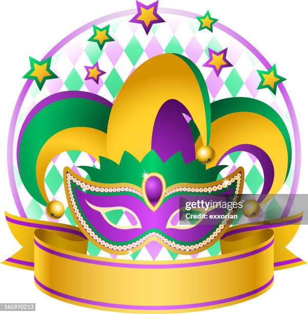 mardi gras jester hat - jester's hat stock illustrations