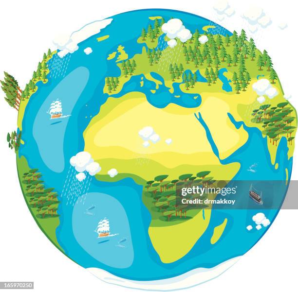 cartoon of world - madagascar forest stock illustrations