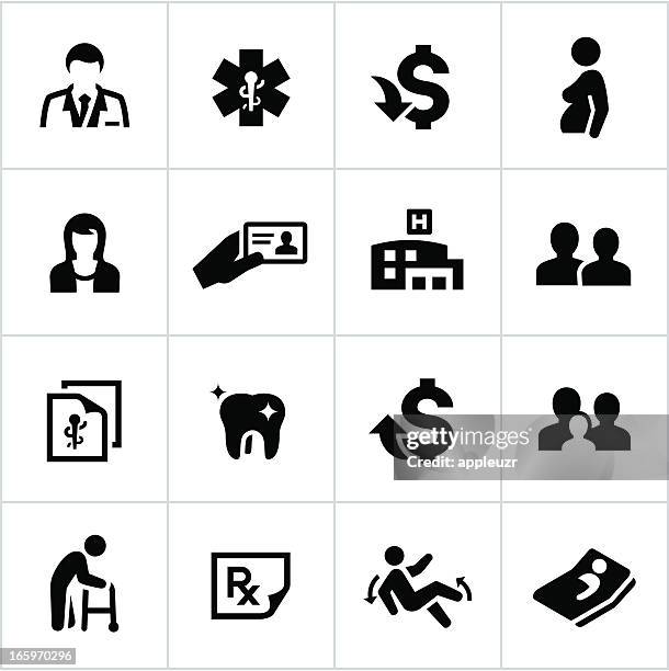 black health insurance icons - prescription drug costs stock illustrations