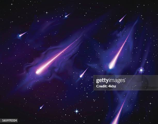 vector meteor shower shooting stars - high speed stock illustrations