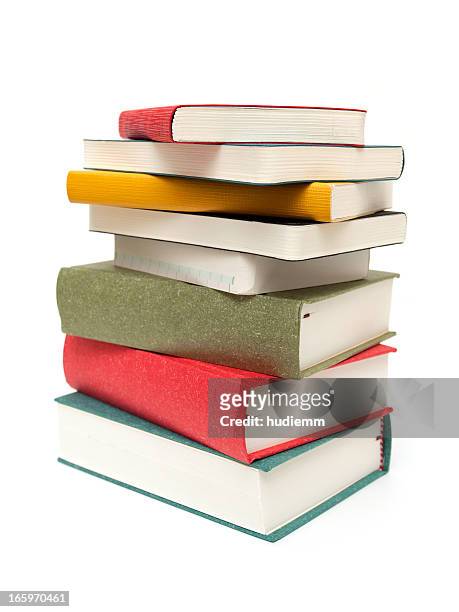 stack of books isolated on white background - boek stockfoto's en -beelden