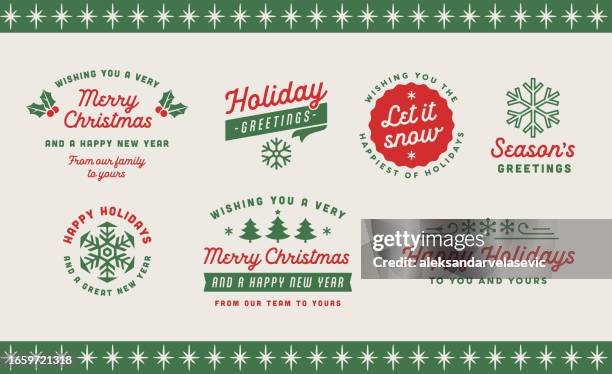sammlung von weihnachtsetiketten für die feiertage - winter stock-grafiken, -clipart, -cartoons und -symbole