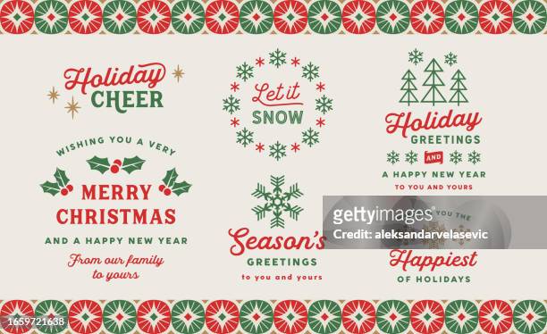 collection of holiday christmas labels - holiday stock illustrations