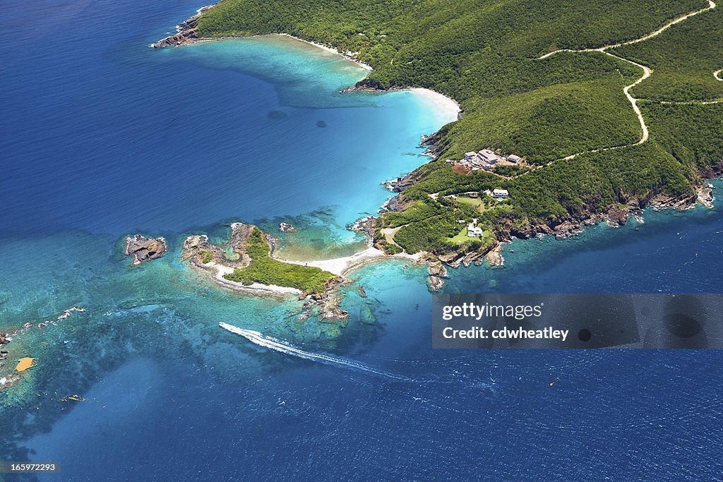 空中ショットのウエストエンド、セントトーマス、アメリカ領バージン諸島