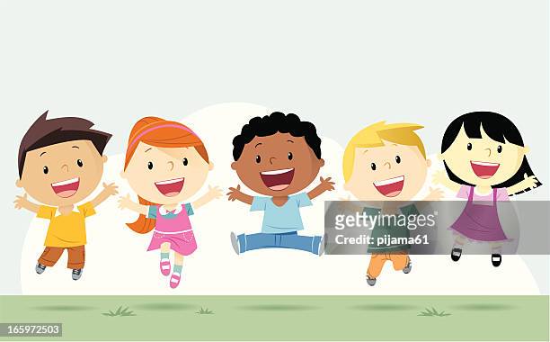 boys and girls - best friends kids stock illustrations